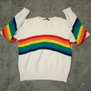 White rainbow long sleeve sweater